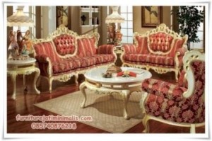 Set Sofa Tamu Mewah Victorian Red